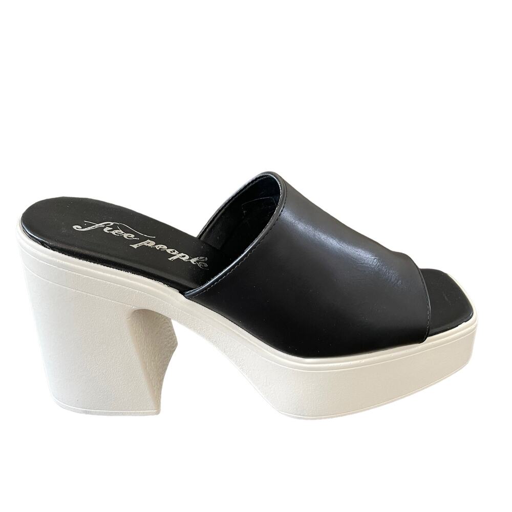 FREE PEOPLE Zoe Platform Slide Sandals Slip On Leather Black Size 39.5 / US 9.5 - Picture 9 of 12